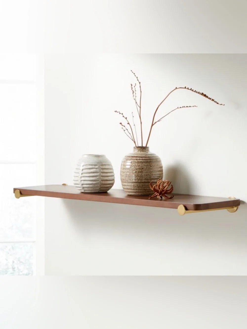 NWT Crate and Barrel Brass Riggs Dot Wall Shelf Bracket Set